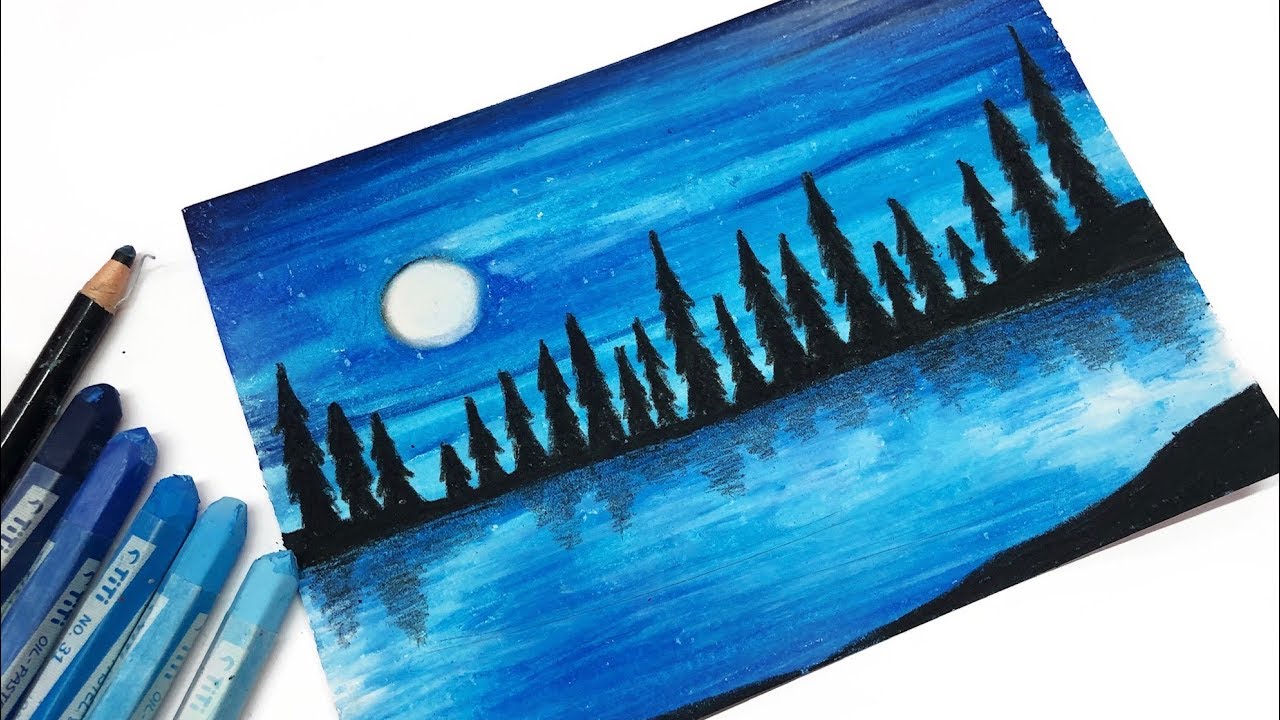 Menggambar dan mewarnai Langit Malam / Night Sky / Moonlight