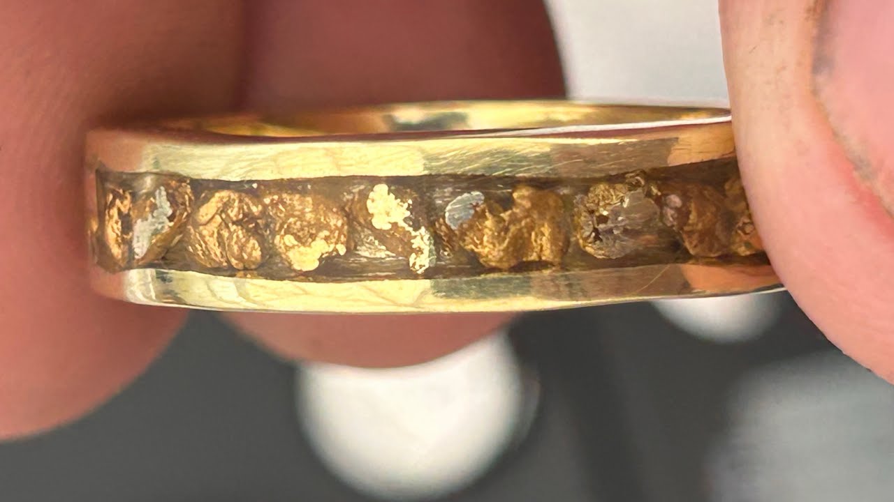 homemade panned gold inlay nugget ring #scottishgold #goldpanning #homemadejewellery 