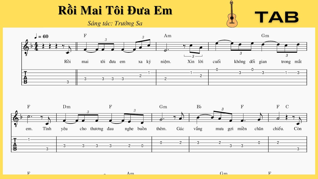 Rồi Mai Tôi Đưa Em - Guitar tab đơn giản