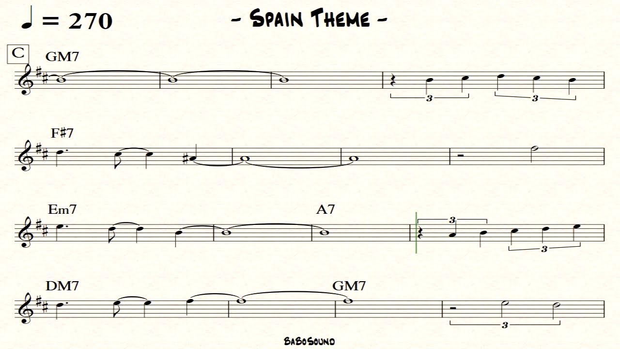 Spain Backing Track For Drum / Theme & Solo Change (x10 Chorus)