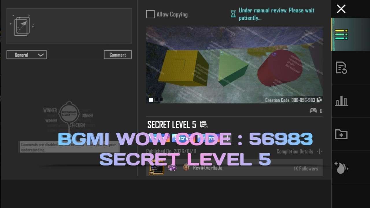 SECRET LEVEL 5 BGMI WOW MAP CODE 56983 : | How to complete full tutorial 