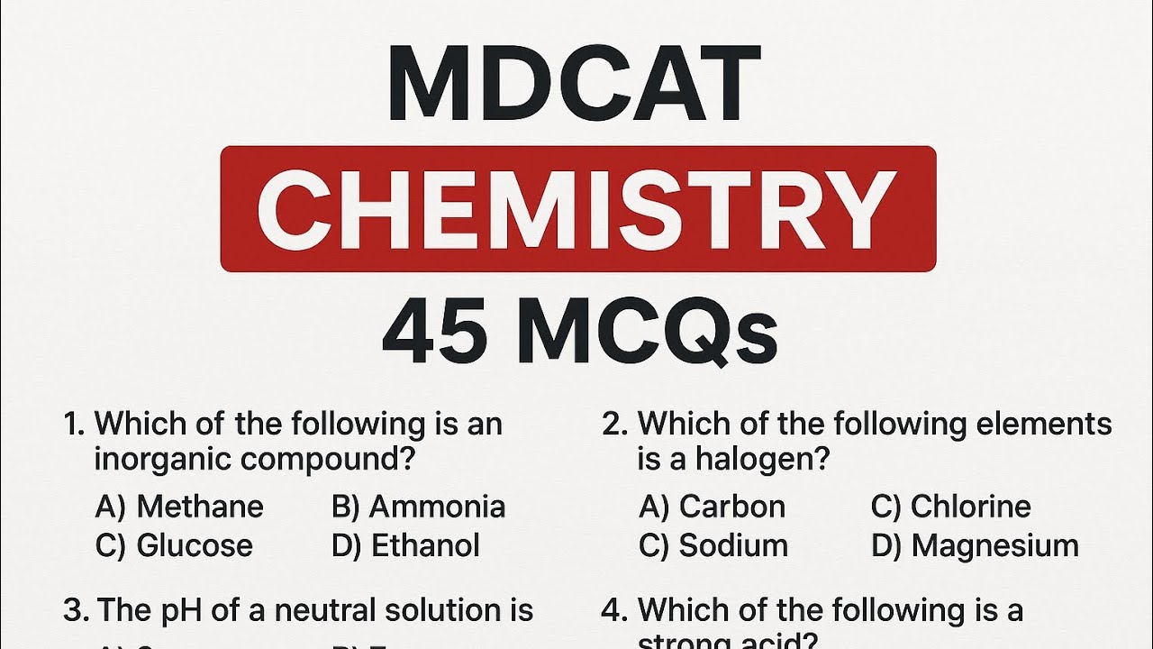 🔥 MDCAT Chemistry Guess Paper 2025 | 45 Most Important MCQs | Final Revision for High Score