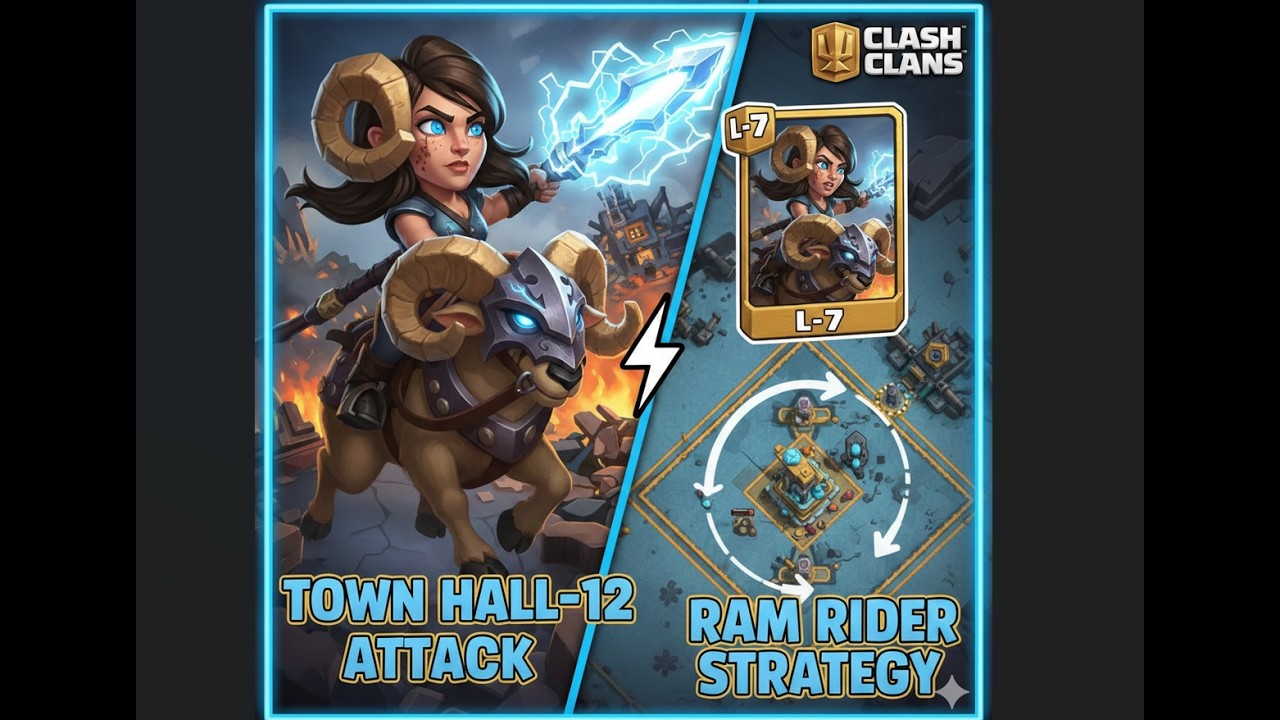 Town Hall-12 Attack Strategy with RAM Rider L-7 Clash Of Clans