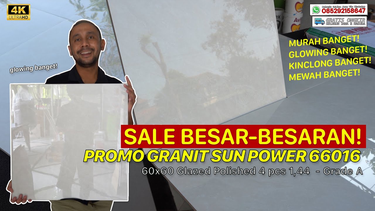 SALE BESAR-BESARAN❗PROMO SUN POWER 66016 MOTIF MARMER IVORY 60X60 KW 1 GLAZE POLISH, BEST SELLER❗