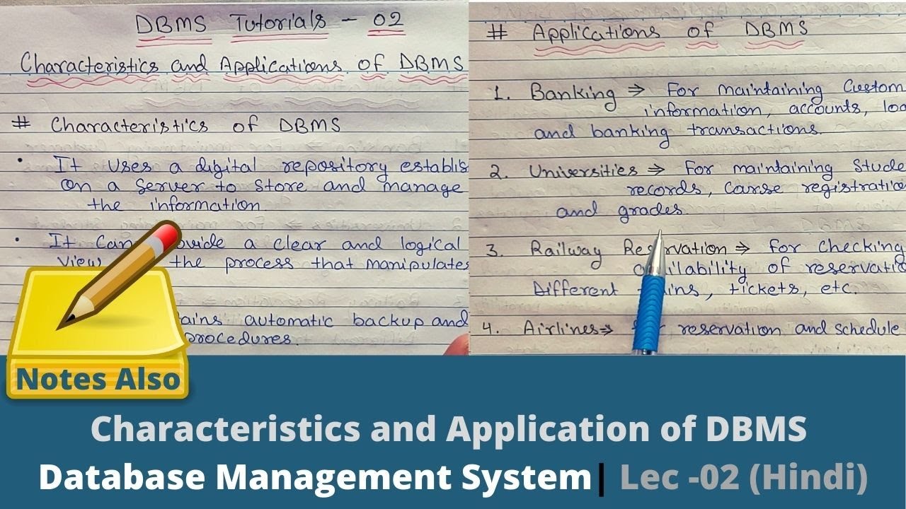 Characteristics and Application of DBMS | Database Management System | Lec -02 Hindi