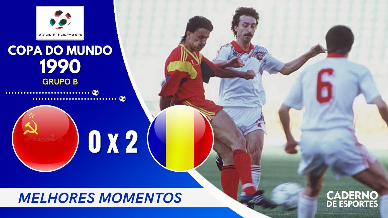 UNI&Atilde;O SOVI&Eacute;TICA 0 x 2 ROM&Ecirc;NIA -  COPA 1990 - 1&ordf; RODADA GRUPO B - MELHORES MOMENTOS - MANCHETE