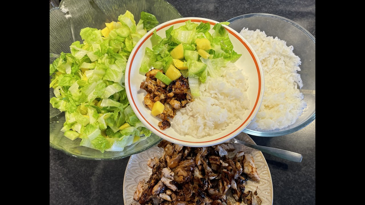 Pulled urbenad kycklingklubba med mangosallad och ris / På Mitt Sätt