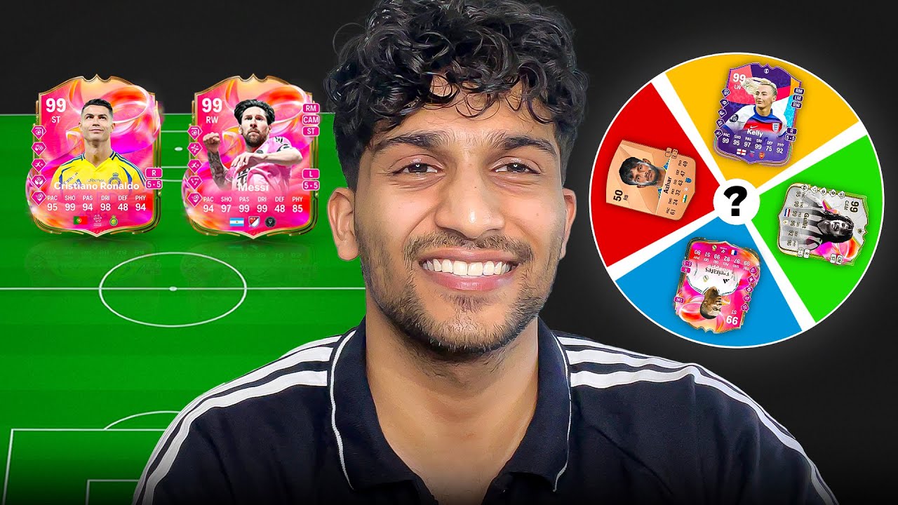 99 Messi 🐐VS 99 CR7 🐐but Spin the Wheel decides the team🔥