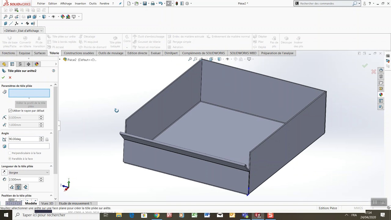 Formation SolidWorks Tôlerie 1