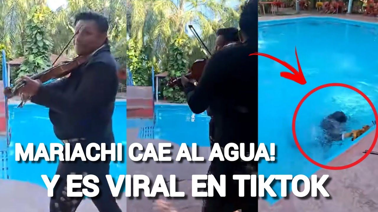 Mariachi Cae A Una Piscina En Plena Serenata y Es Viral En Tiktok | VÍDEO