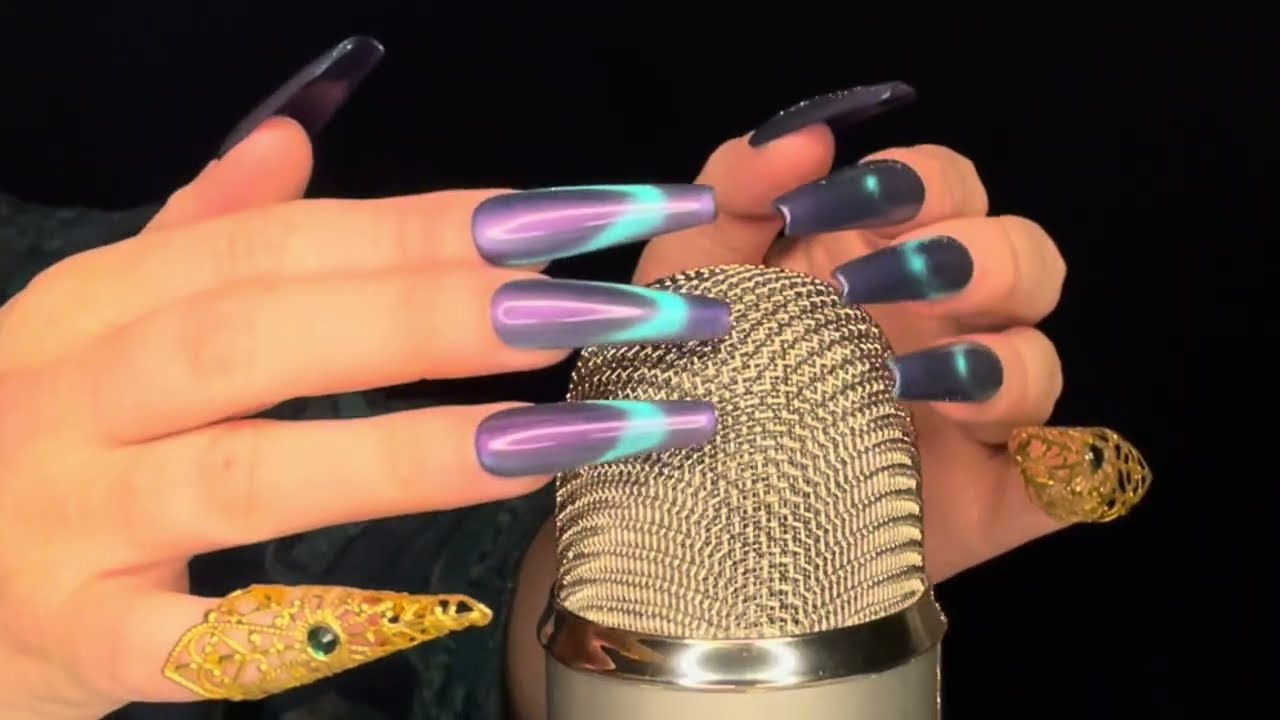 💜🦋BARE MIC & NAIL SCRATCHING💛whole mic, no talking, long nails, blue yeti. 