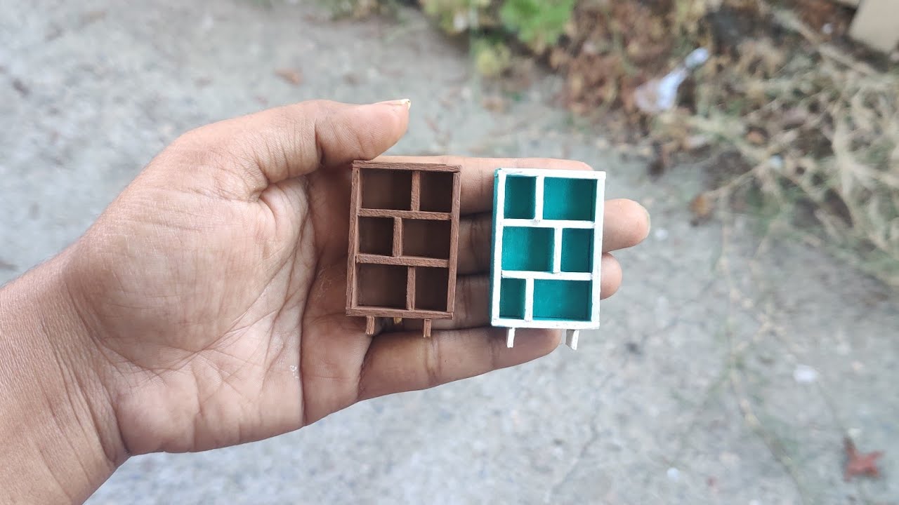 DIY miniature bookshelf tutorial | Simple miniature bookshelf | Dollhouse DIY miniatures