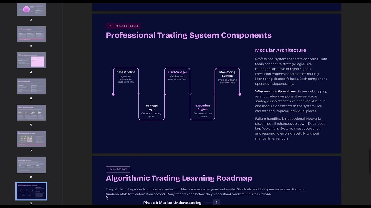 Algorithmic trading from first Principles
