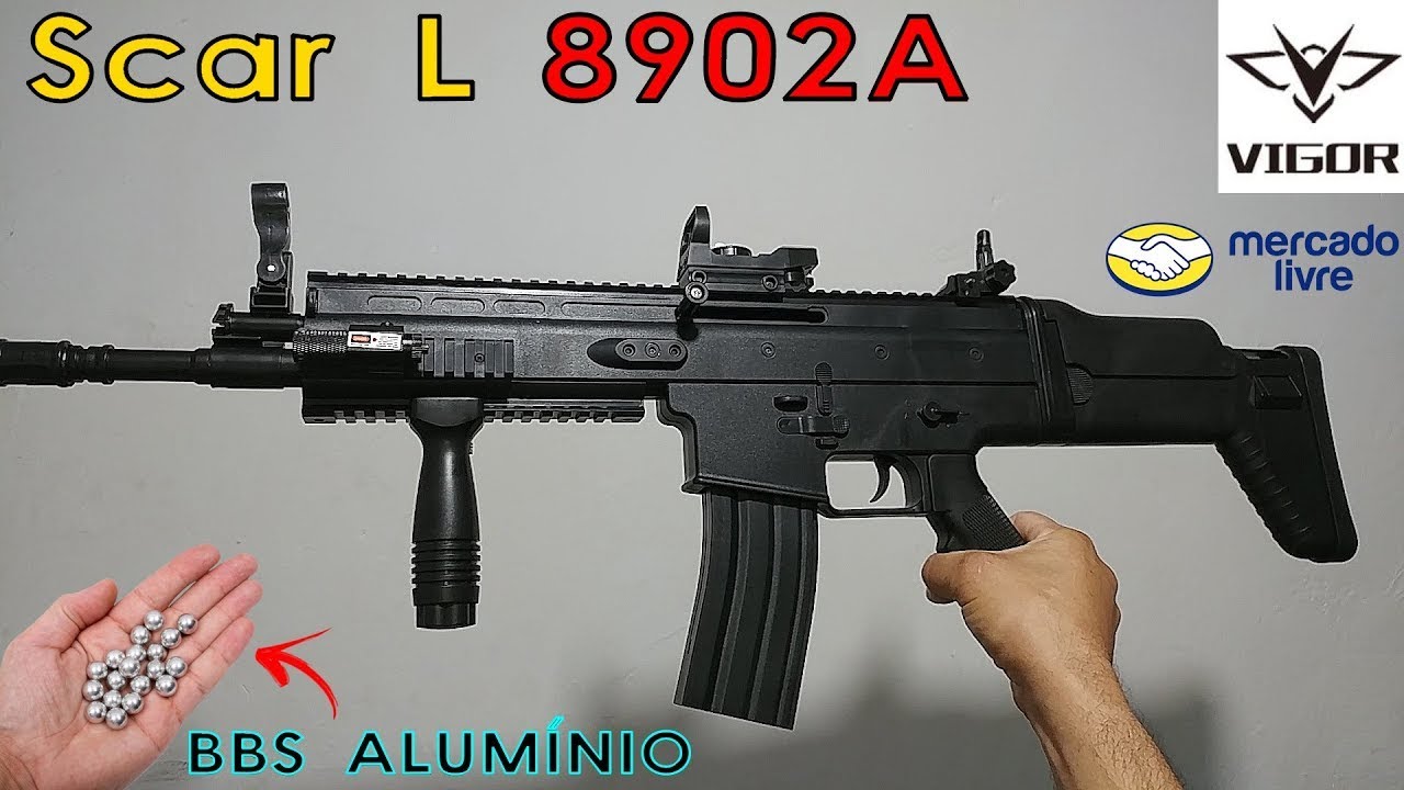 UNBOXING Fuzil Vg Scar L 8902a Vigor Mola Rifle Spring Vigor Rossi IA2 6mm Airsoft MERCADO LIVRE
