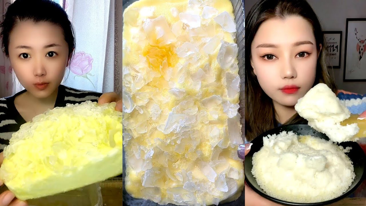 HARD ICE EATING +FOAM ICE/SHAVED ICE. ICE EATING
