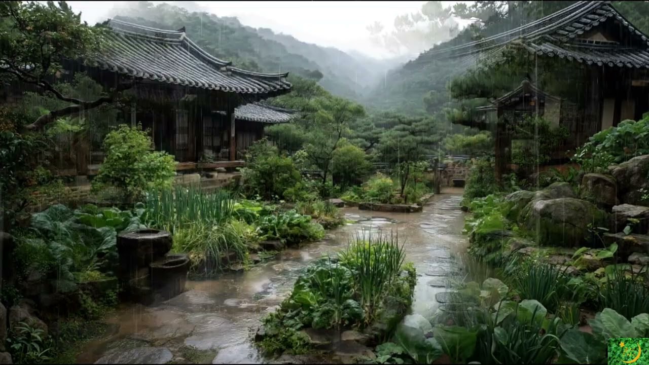 마음이 평온해지는 빗소리 | Rain Sounds in Traditional Korean House (Hanok Garden)
