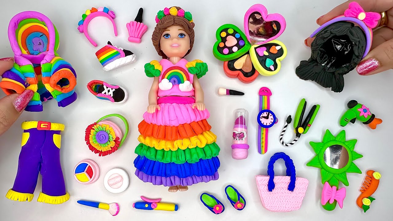 Diy How To Make Polymer Clay Miniature Makeup Set, Doll, Eyeshadow, Lipstick | Makeup kit diy
