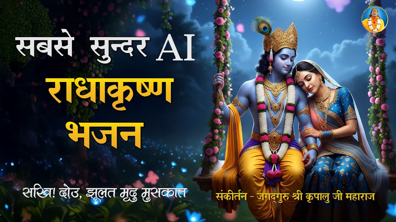 AI का सबसे सुन्दर राधा कृष्ण भजन  - Jhulat Mridu Muskat Sakhi Dou | Jagadguru Kripalu Ji Bhajan