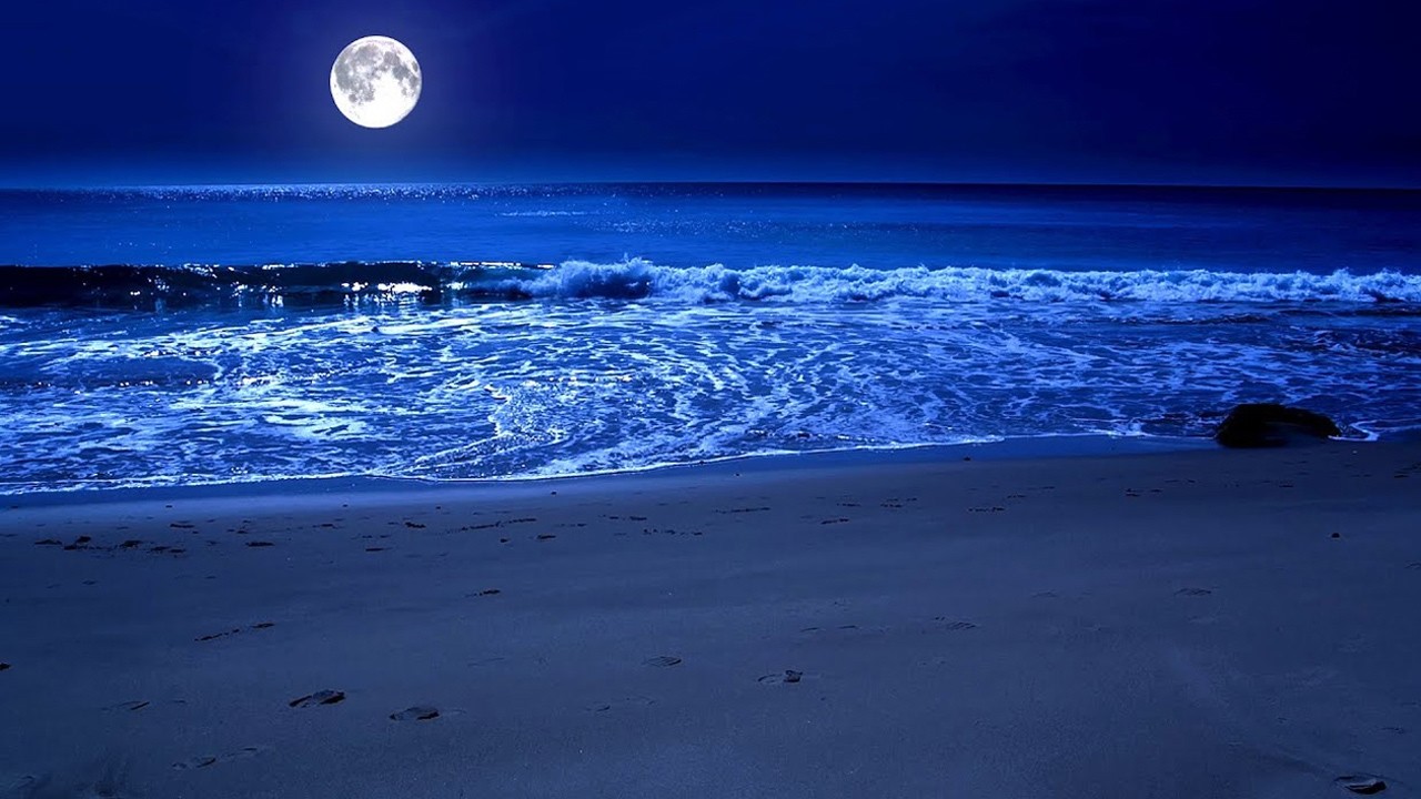 Relaxing Ocean Waves at Night | Deep Sleep & Stress Relief