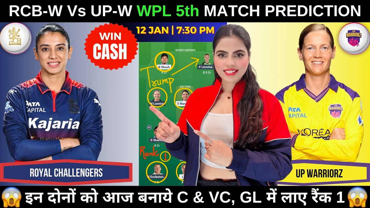 RCB-W vs UP-W Today Match Prediction | RCB W vs UPW W Dream11 Predicition | WPL 2026 5th Match