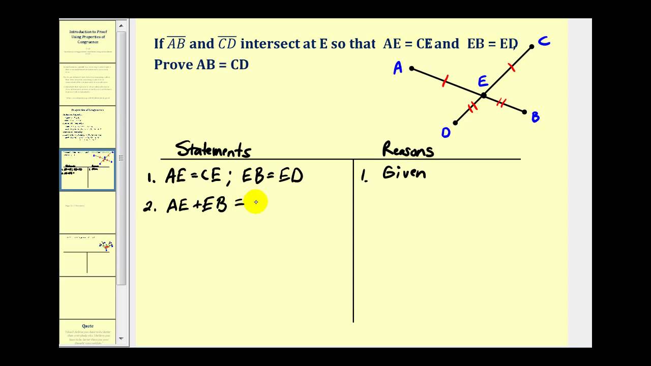 Introduction to Proof Using Properties of Congruence