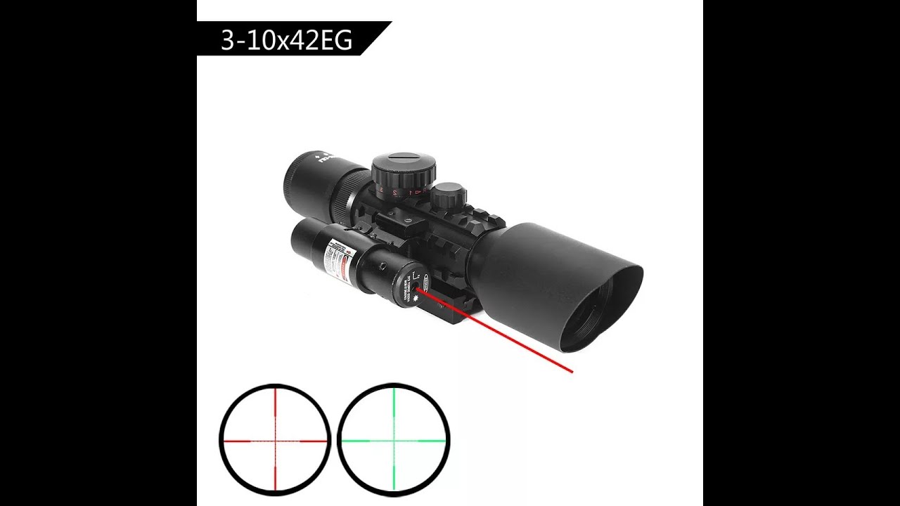 luneta M9 ls3-10x42E Reticulo iluminado, review luneta com laser acoplado, trilho 11 e 22mm, ACOG