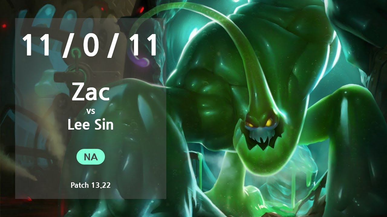 Zac Jungle vs Lee Sin - NA GrandMaster Patch 13.22