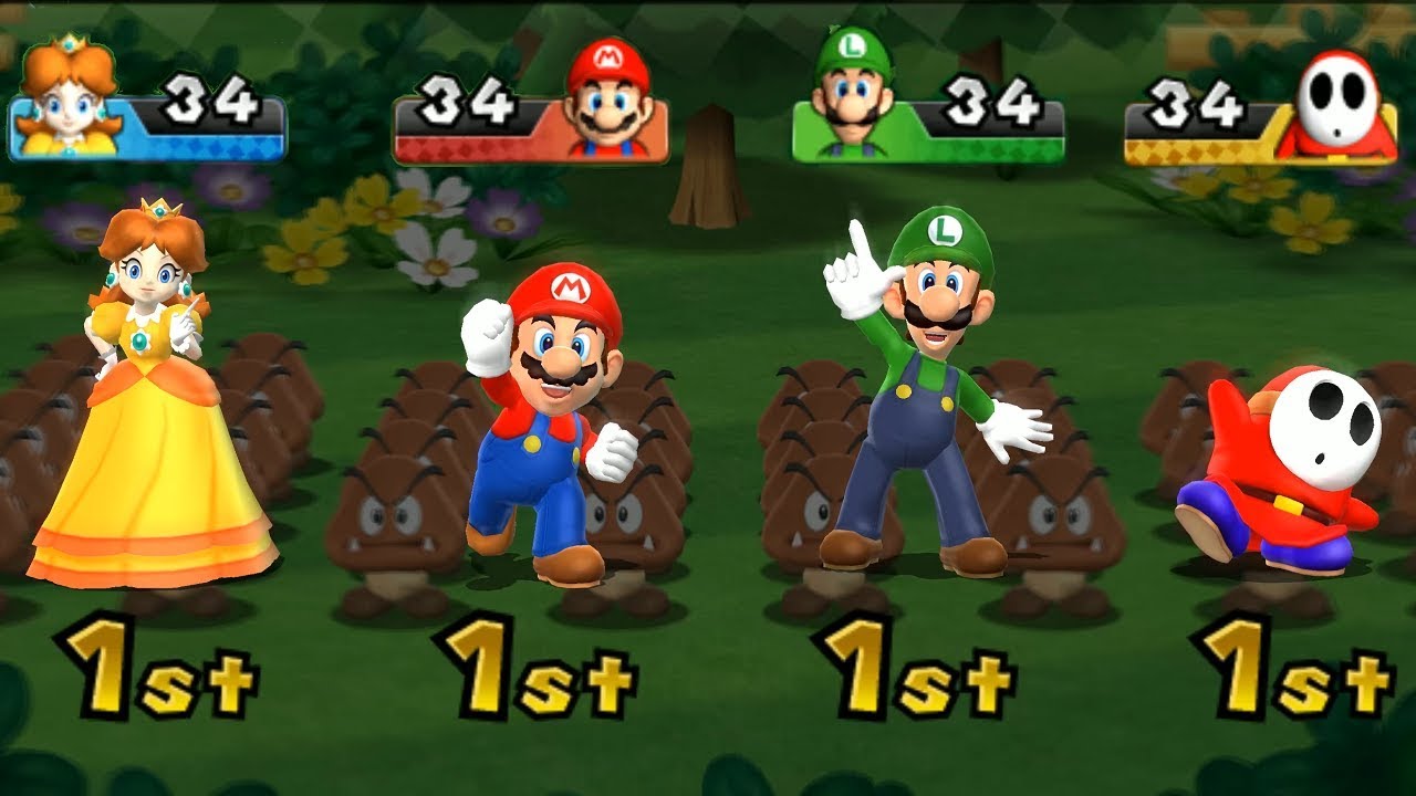 Mario Party 9 Garden Battle - Daisy vs Mario vs Luigi vs Shy Guy| Cartoons Mee
