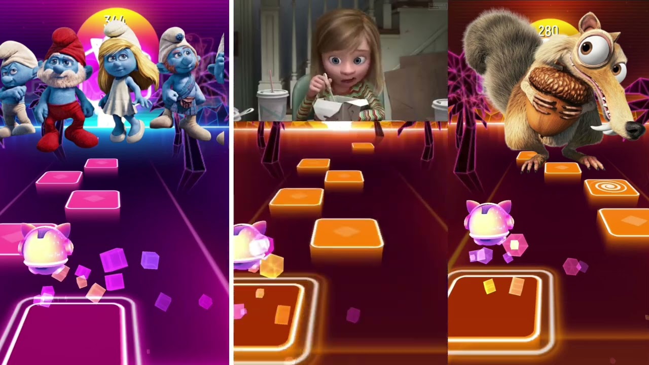 Smurf vs Inside Out vs Ice Age – EPIC Tiles Hop Battle 🎵🔥