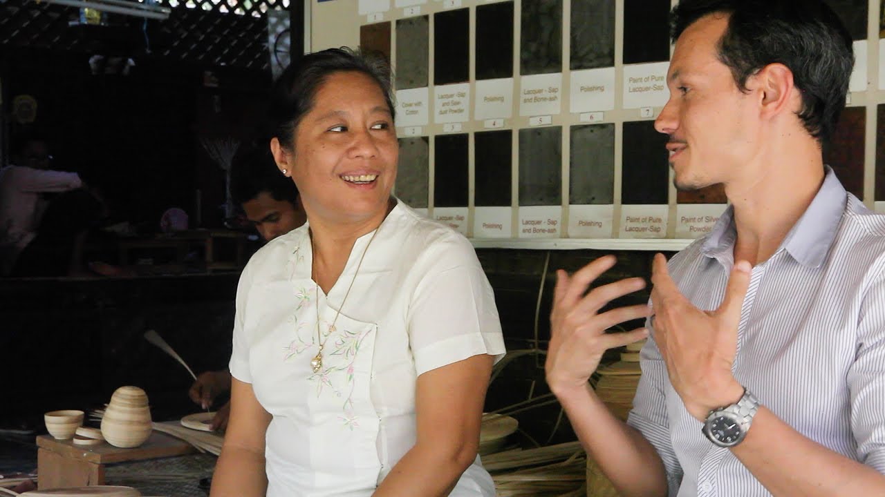 Burmese lacquerware production at Bagan House Lacquerware - New Bagan, Myanmar