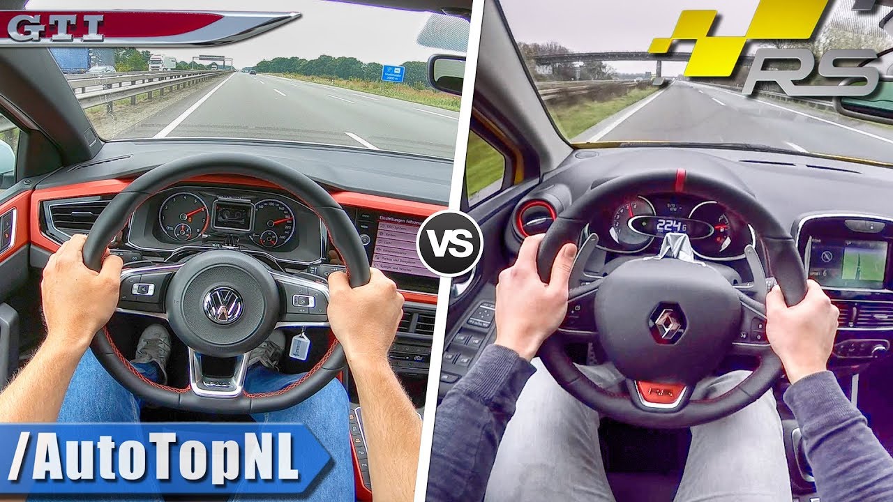 VW Polo GTI 2018 vs 2018 Renault Clio RS TROPHY | ACCELERATION TOP SPEED & AUTOBAHN POV