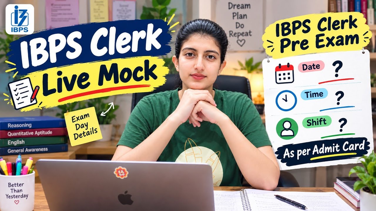 IBPS Clerk Pre Exam Date, Time & Shift Revealed! 🔥| IBPS Clerk Live Mock + My Exam Details