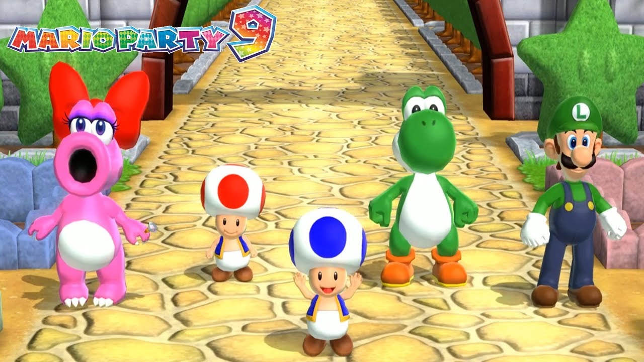 Mario Party 9 - Birdo vs Yoshi vs Toad vs Luigi - Garden Battle #3