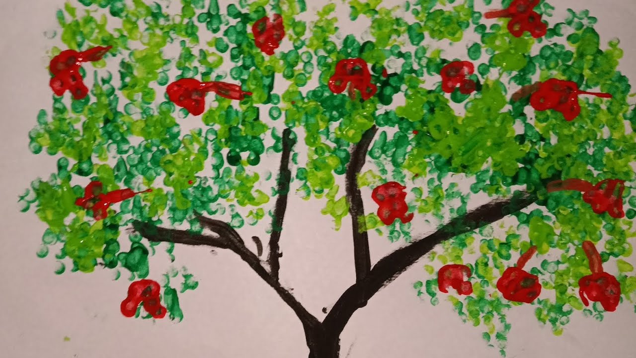 Tree with cotton ear buds/easy/apple trees (like share and subscribe 🥳)
