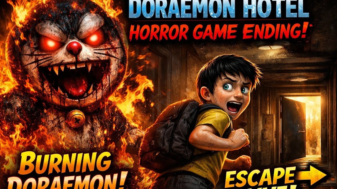 Doraemon Hotel Horror Game Ending 🔥 | Burning Evil Doraemon & Escaping Alive | Full Gameplay