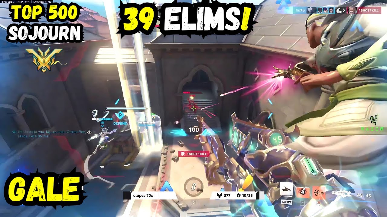 39 ELIMS! GALE INSANE SOJOURN GAMEPLAY! TOP 500 OVERWATCH 2 SEASON 13
