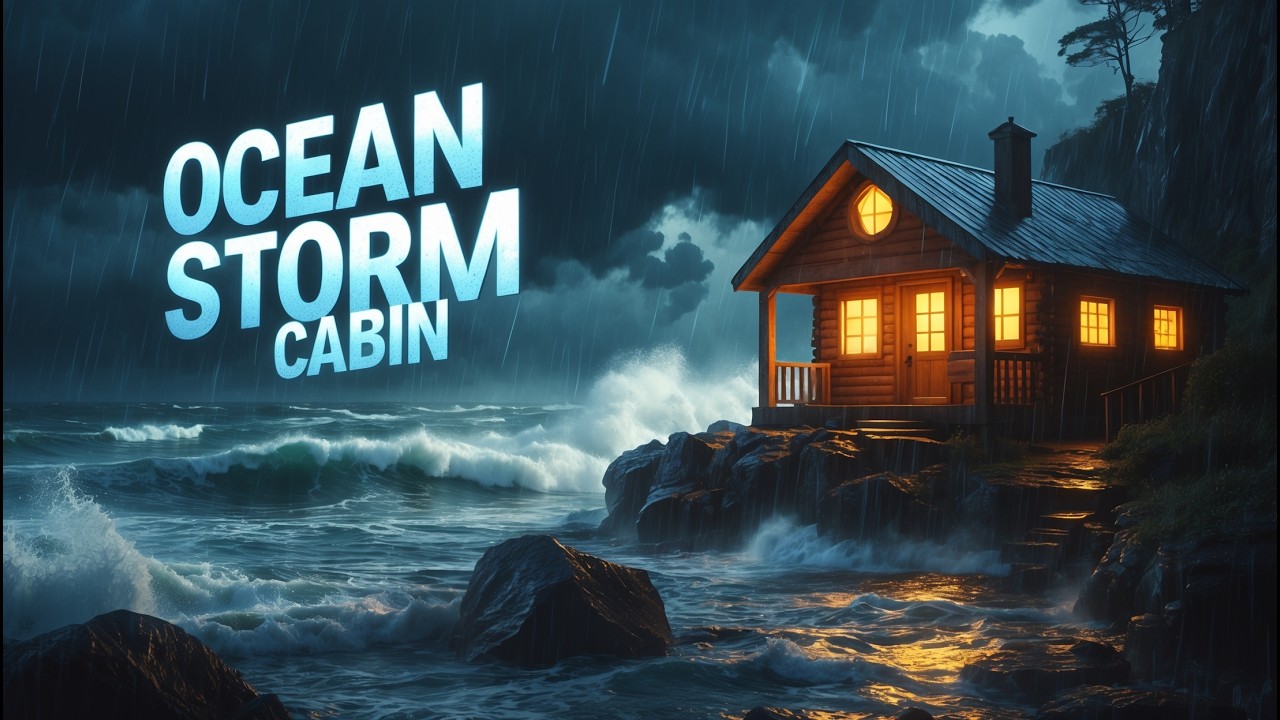 Stormy Ocean Cliff Cabin 🌧 Rain & Crashing Waves for Sleep (8 Hours)