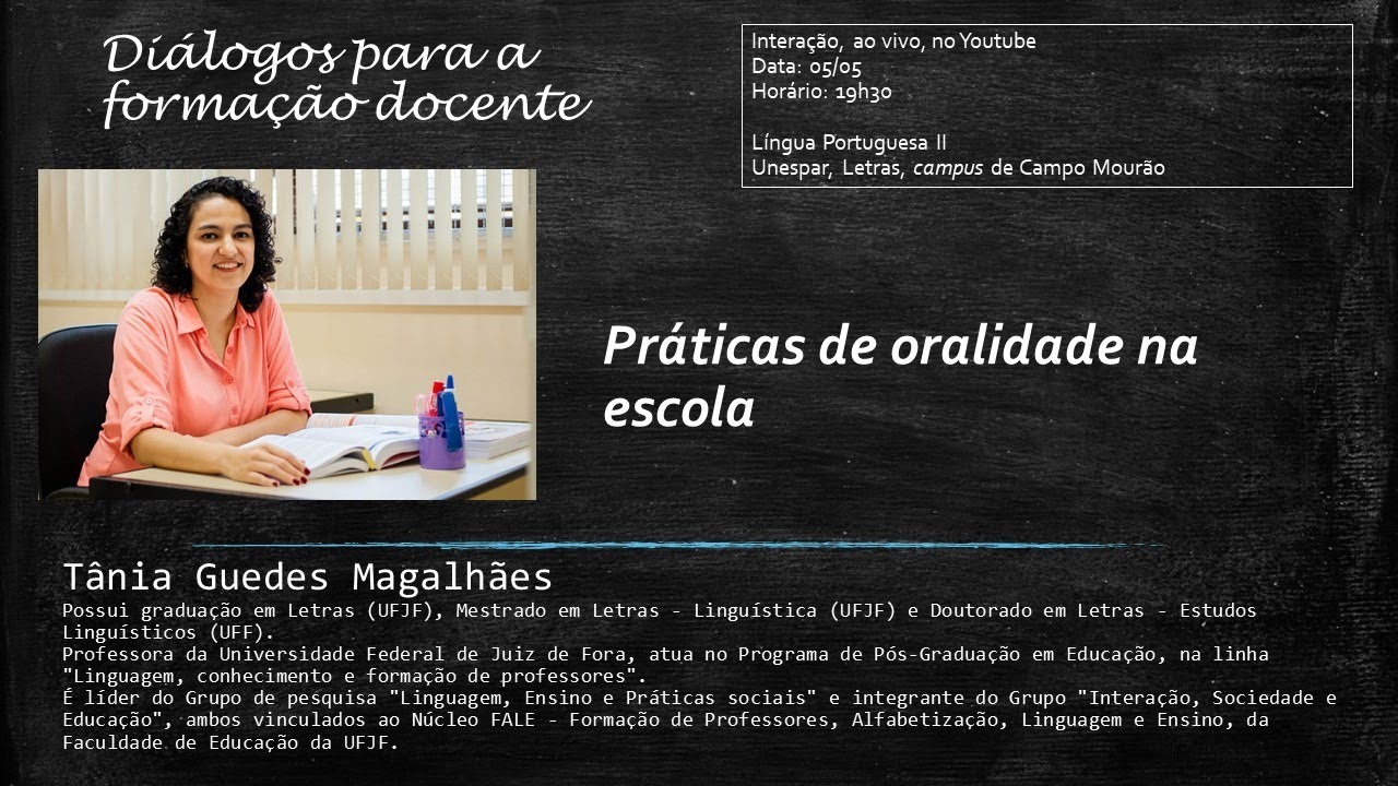 Diálogos para a formação docente: Práticas de oralidade na escola.