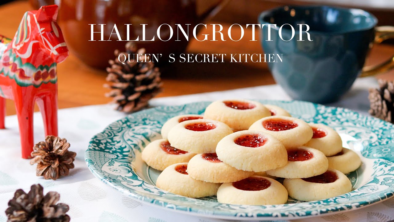 Hallongrottor (Swedish Thumbprint Cookies)｜スウェーデンのラズベリージャムクッキー｜プレゼントにぴったり北欧おやつ