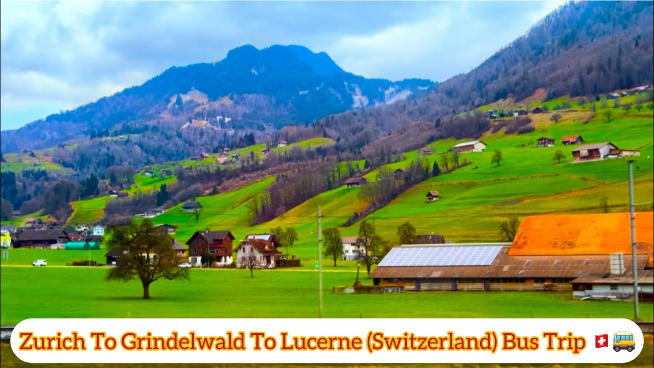 Zurich to Grindelwald to Lucerne Bus Journey 🇨🇭| Green Valleys & Snowy Mountains ❄️ #parmbhupi 