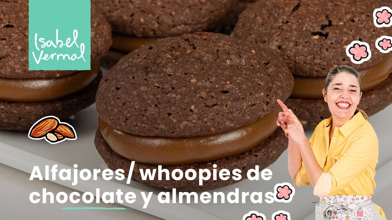 Alfajores estilo whoopies de almendras y chocolate