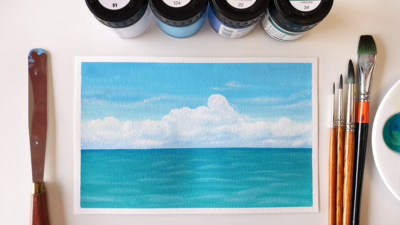 How to Paint a Simple Seascape with Poster Color / #83