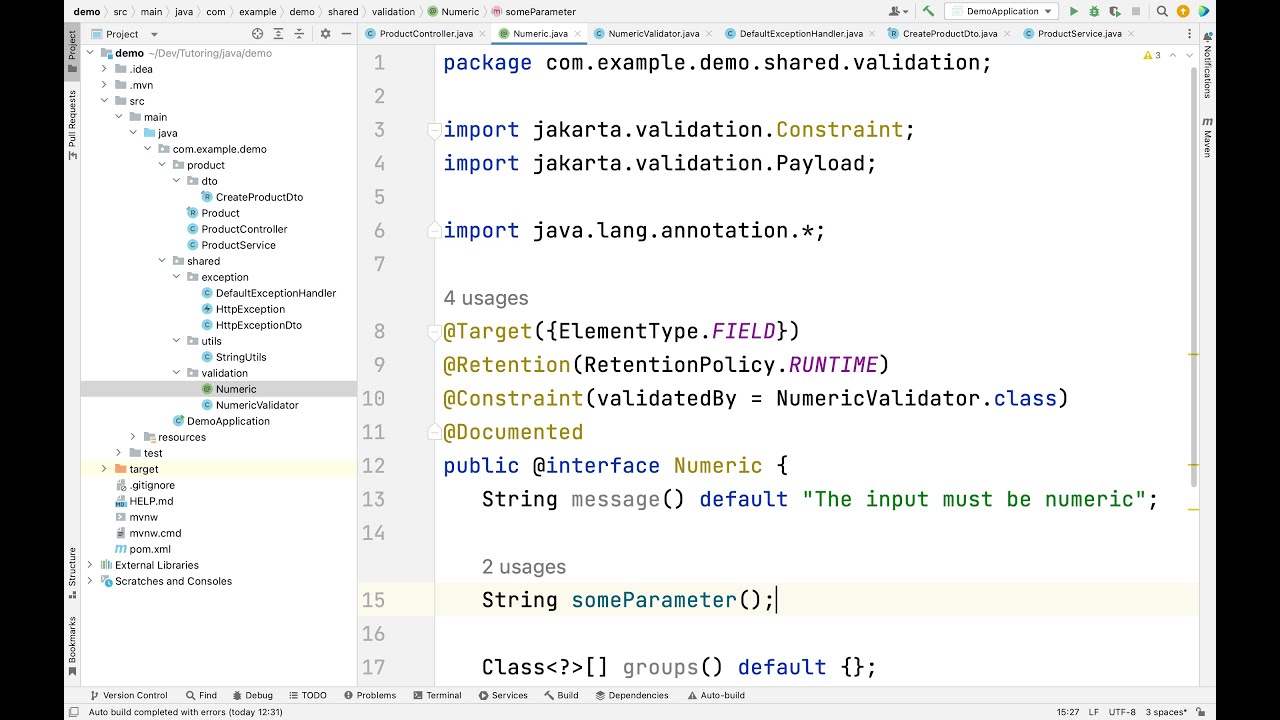 Spring Boot Custom Validation Annotation (with parameters)