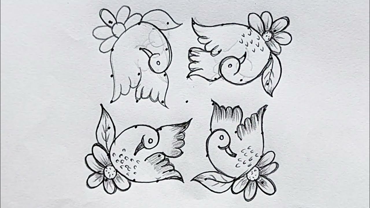 Kolam 183 | 7*7 bird rangoli designs with dots | simple kolam designs with dots #Blossomcolor