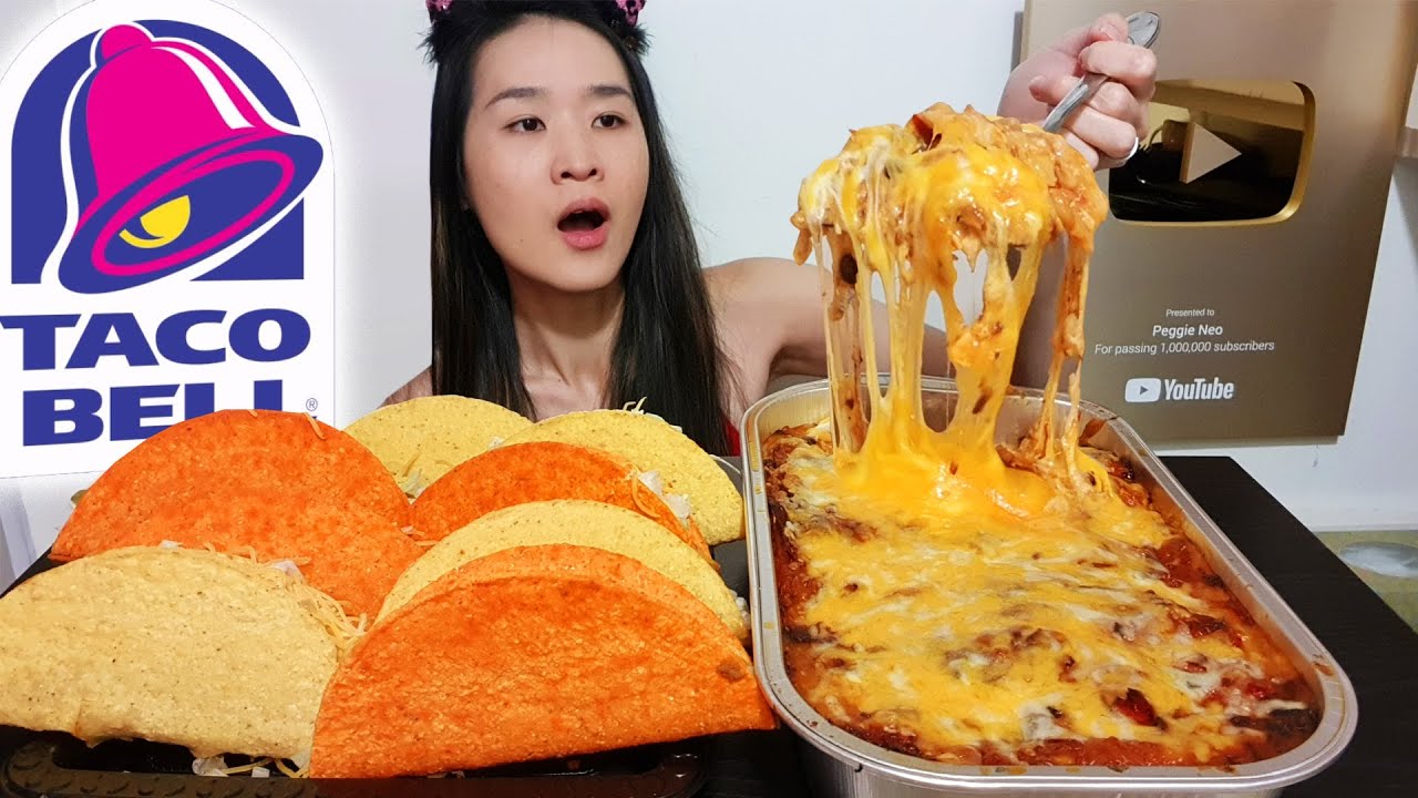 Cheesy Enchiladas & Tacos Mukbang! Taco Bell Crunchy Tacos, Doritos Locos Tacos & Chicken Enchilada