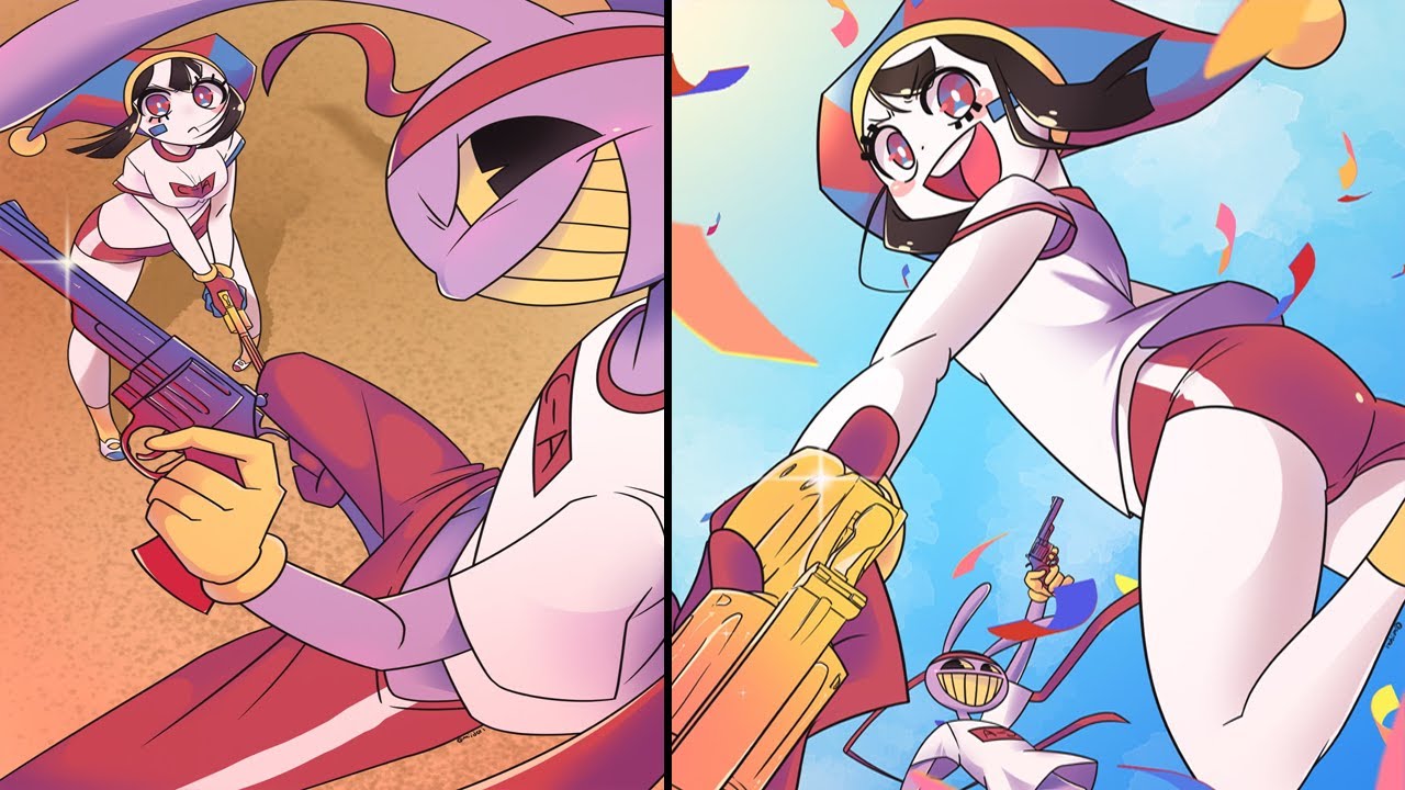 Jax x Pomni  Colorful Gunfight Battle on the Playground | The Amazing Digital Circus Comic | TADC