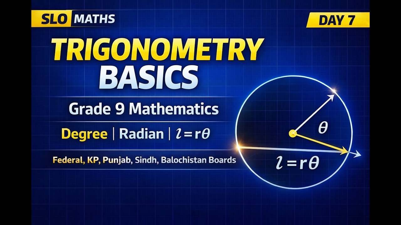Grade 9 Trigonometry Basics | Degree & Radian Conversion | Arc Length ℓ = rθ | SLO Maths
