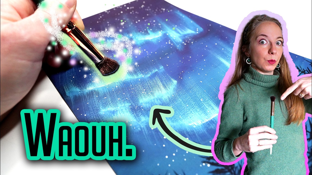 La technique ✨ MAGIQUE ✨ pour peindre une aurore boréale (Tuto en temps réel)