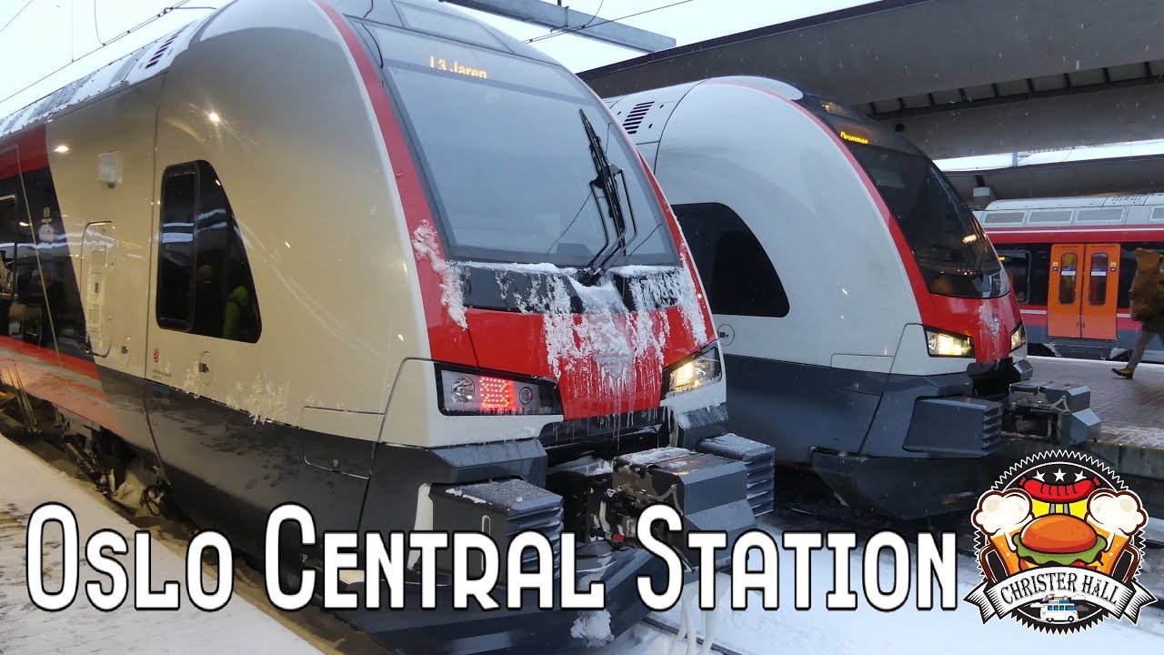 TRAINS and RESTAURANTS at Oslo Central Station, Norway