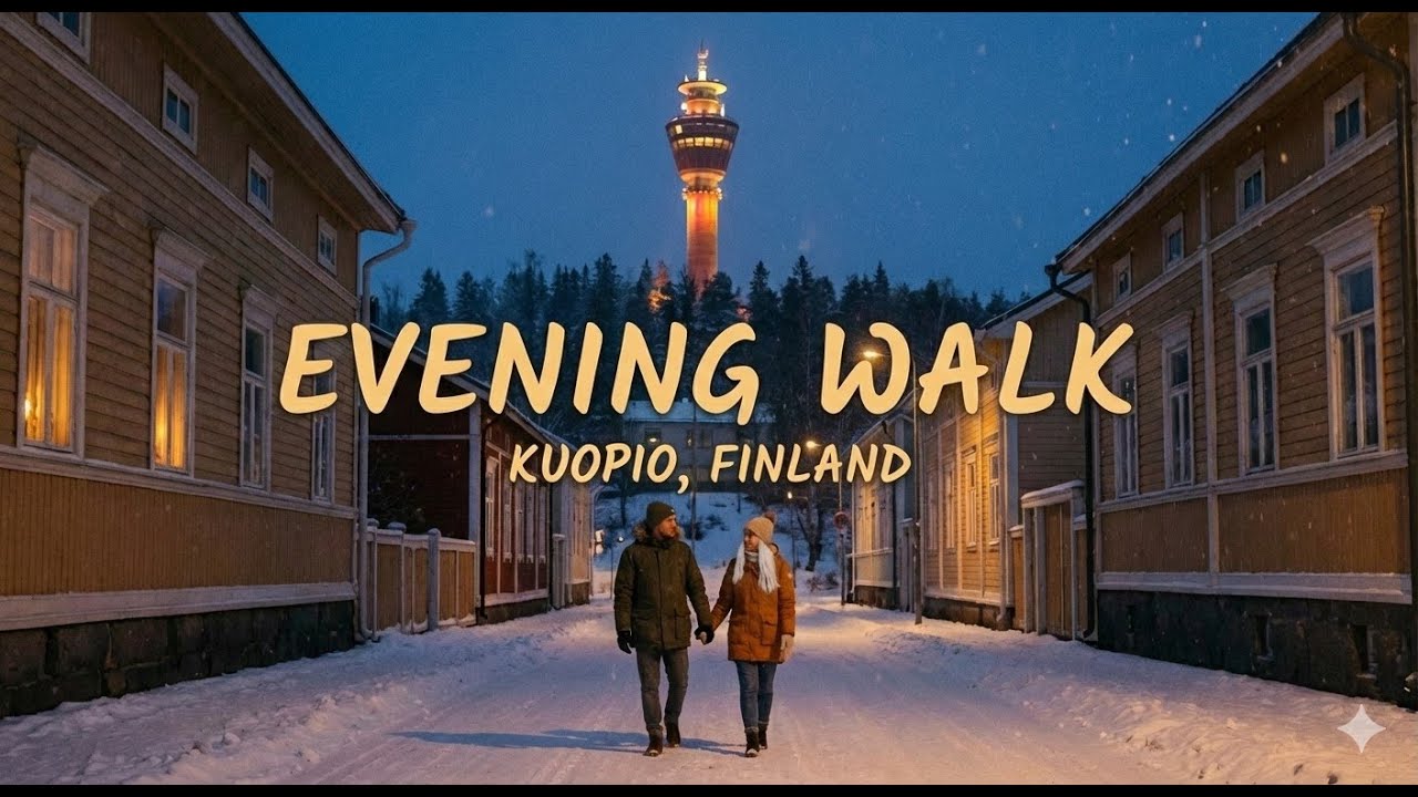 Walking in Finland. Beautiful evening in Kuopio 